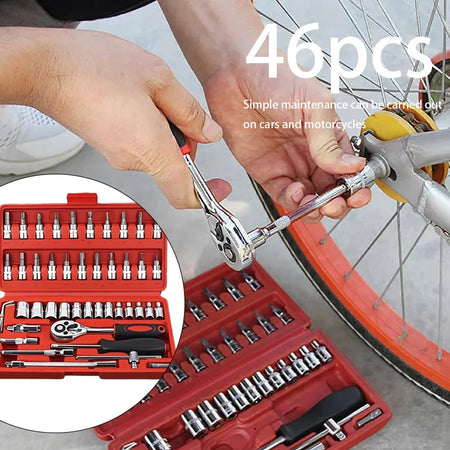Motorcycle 46pcs 1/4 Drive Socket Set Amagi &ndash; Durable