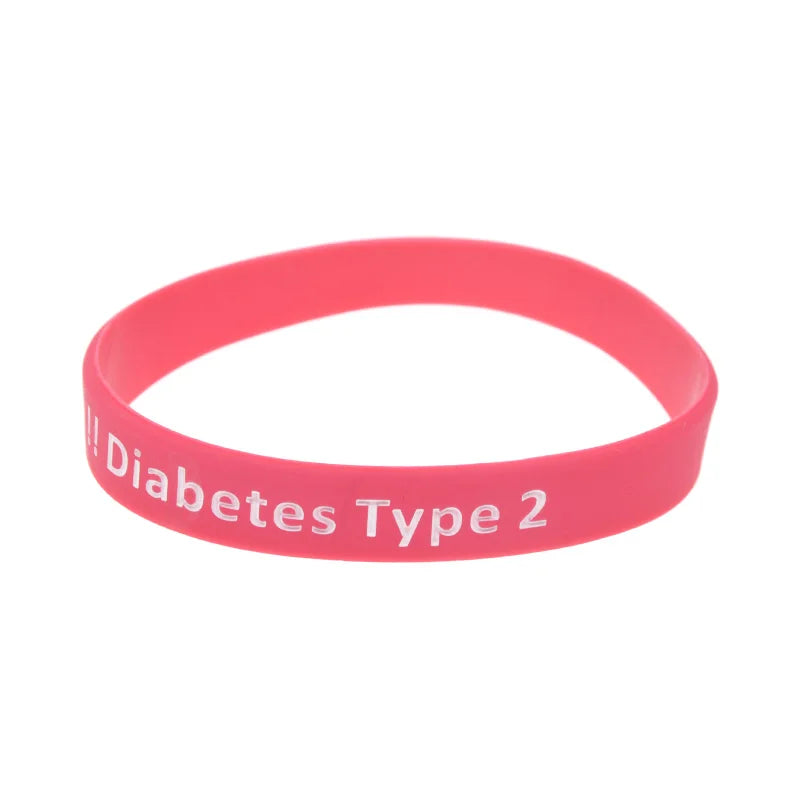 Type 2 Diabetes Medical Alert Bracelet &ndash; Waterproof Silicone Fitness Band TYA 1PC / CHINA / 18cm