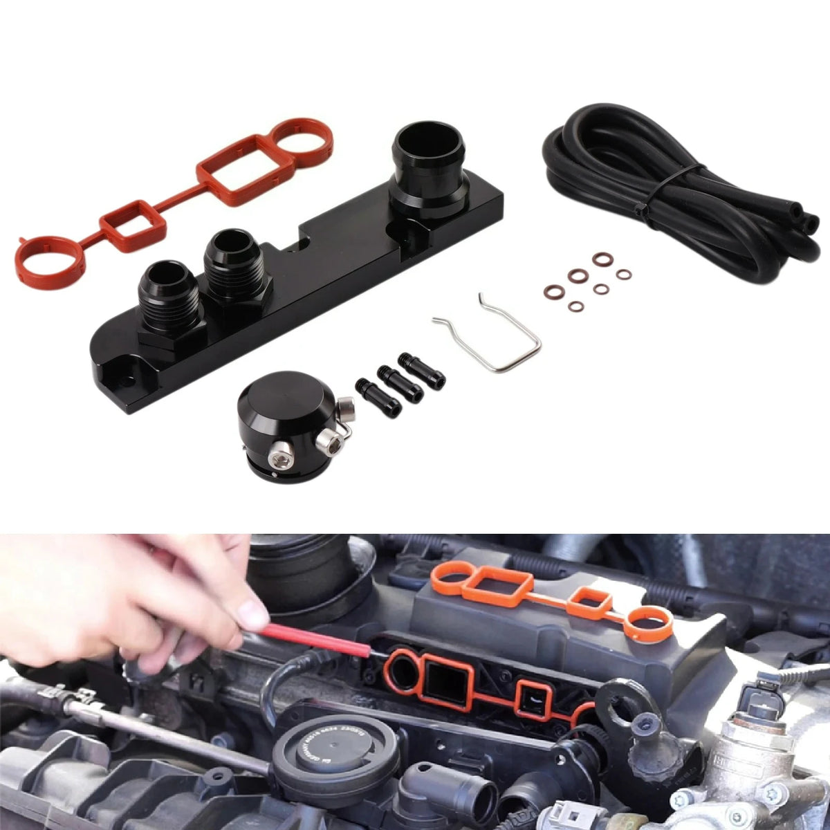 Billet PCV Adapter Kit With Boost Cap for VW Passat Jetta Golf EA113 by InterCyprus Trading Ltd
