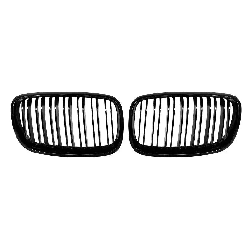 Glossy Front Kidney Grille 2 Line Double Slat For BMW X5 X6 Double Line Black