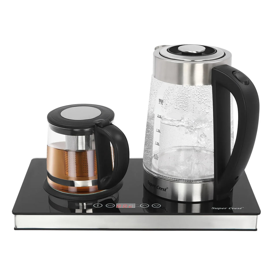Electric Water Kettle Set With LCD Display, Glass 2.5L and 1L Kettles, 1800W
