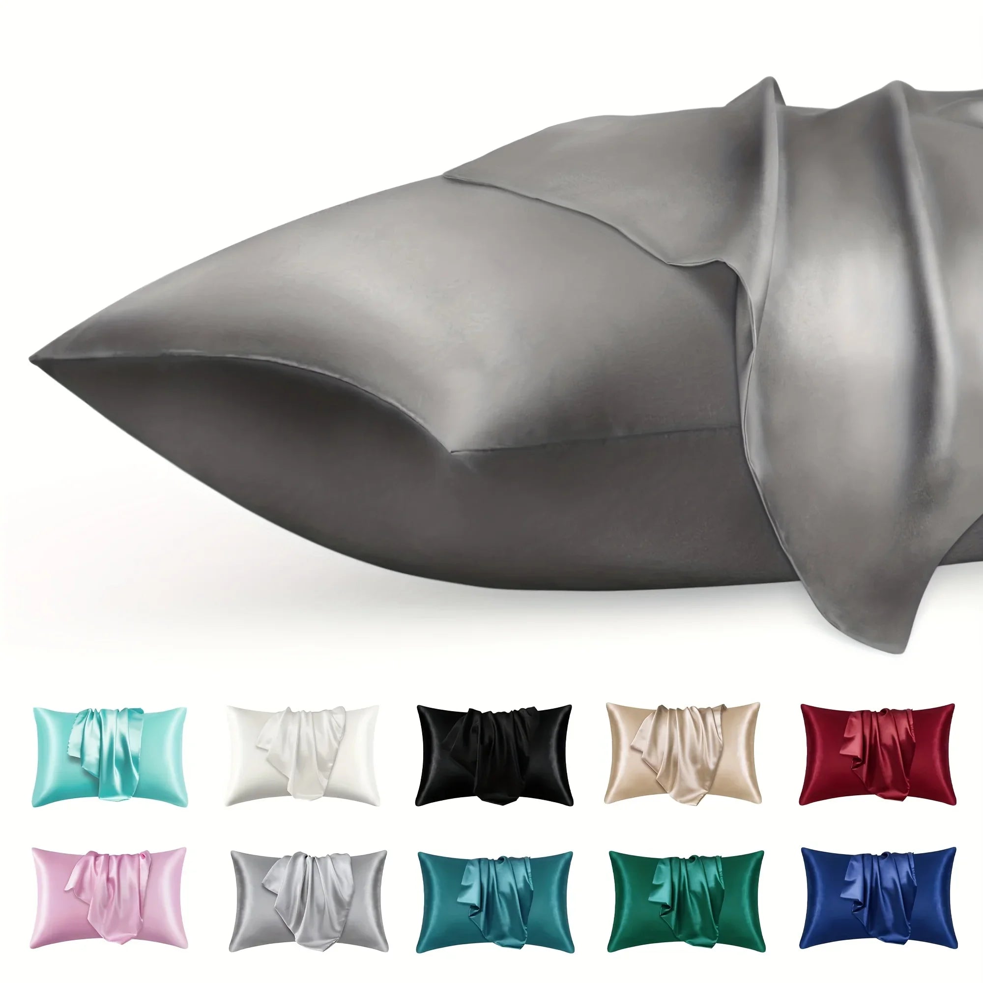 Luxury Satin Envelope Pillowcase Set &ndash; Exceptional Nighttime Hair Protection GREY / 50x75cm