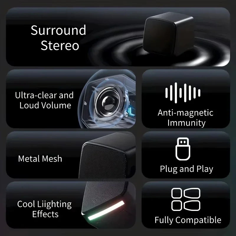 Mini Speaker With Cool Lights Stereo Sound &ndash; USB Powered