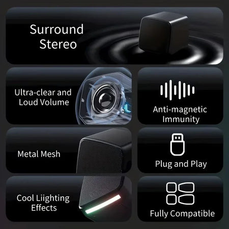 Mini Speaker With Cool Lights Stereo Sound &ndash; USB Powered