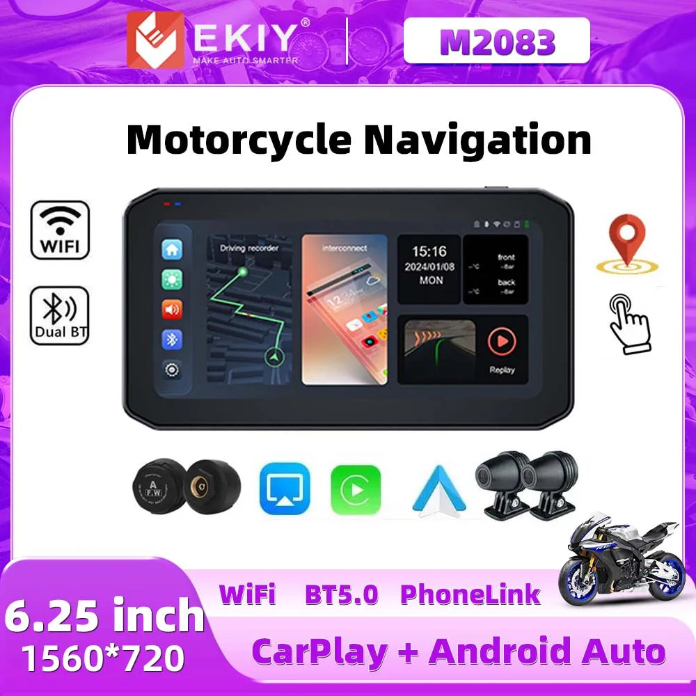 EKIY 6.25 Inch WiFi GPS Navigation &ndash; Waterproof Carplay Display Screen