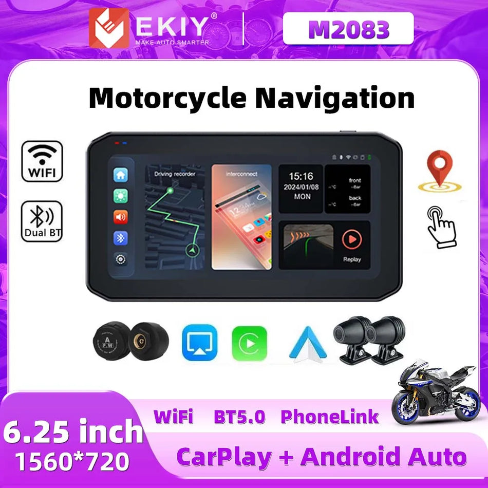 EKIY 6.25 Inch WiFi GPS Navigation &ndash; Waterproof Carplay Display Screen