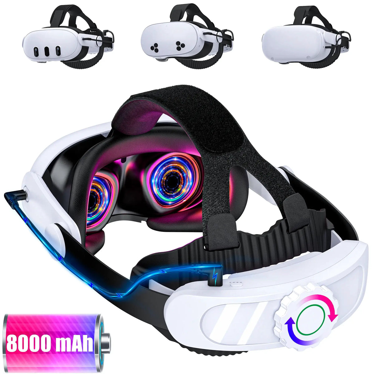 BEBONCOOL 8000mAh Head Strap For Meta Quest 3S/Quest 3/Quest 2 Battery Head Strap Compatible for Oculus Head Strap by InterCyprus Trading Ltd