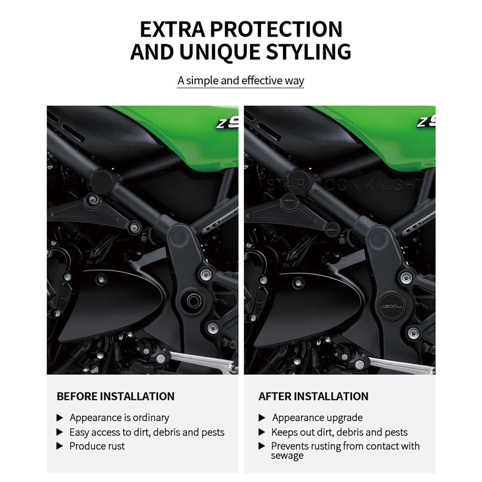 Kryty otvorů rámu Kawasaki Z900RS, dekorativní sada krytů rámu pro Cafe 2017-2019 a SE 2022