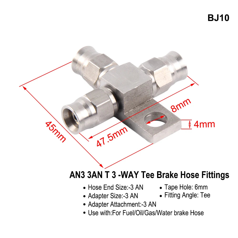 AN3 Motorcycle Hydraulic Brake Oil Hose Line Banjo Fitting M10x1 &ndash; Durable Stainless Steel Construction BJ10