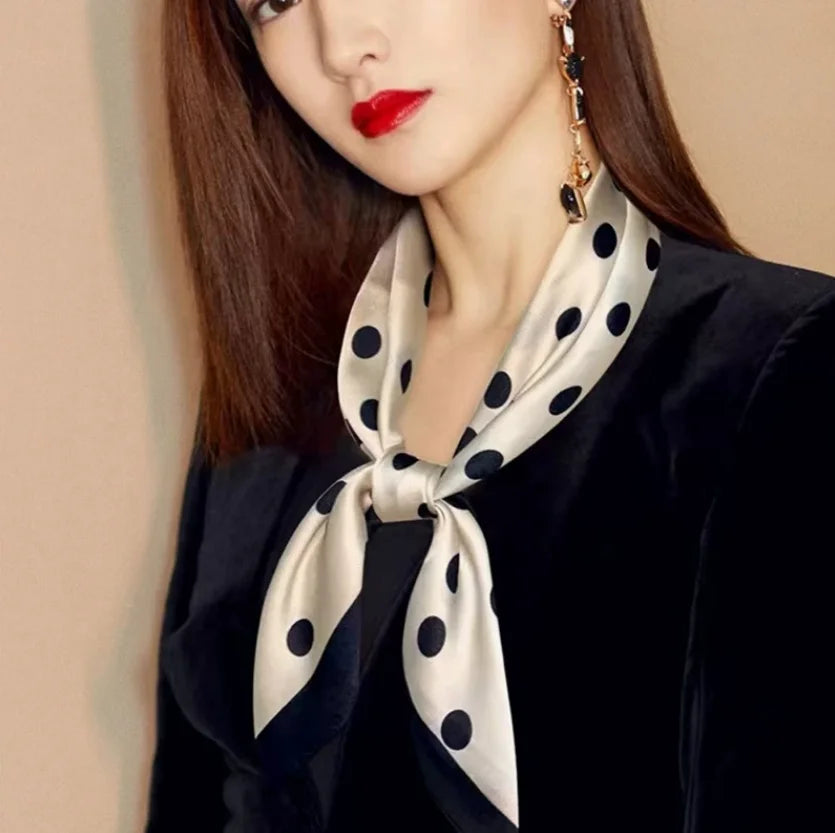 New Simple 70cm Silk Square Scarf &ndash; Elegant Satin Bandana Print 22