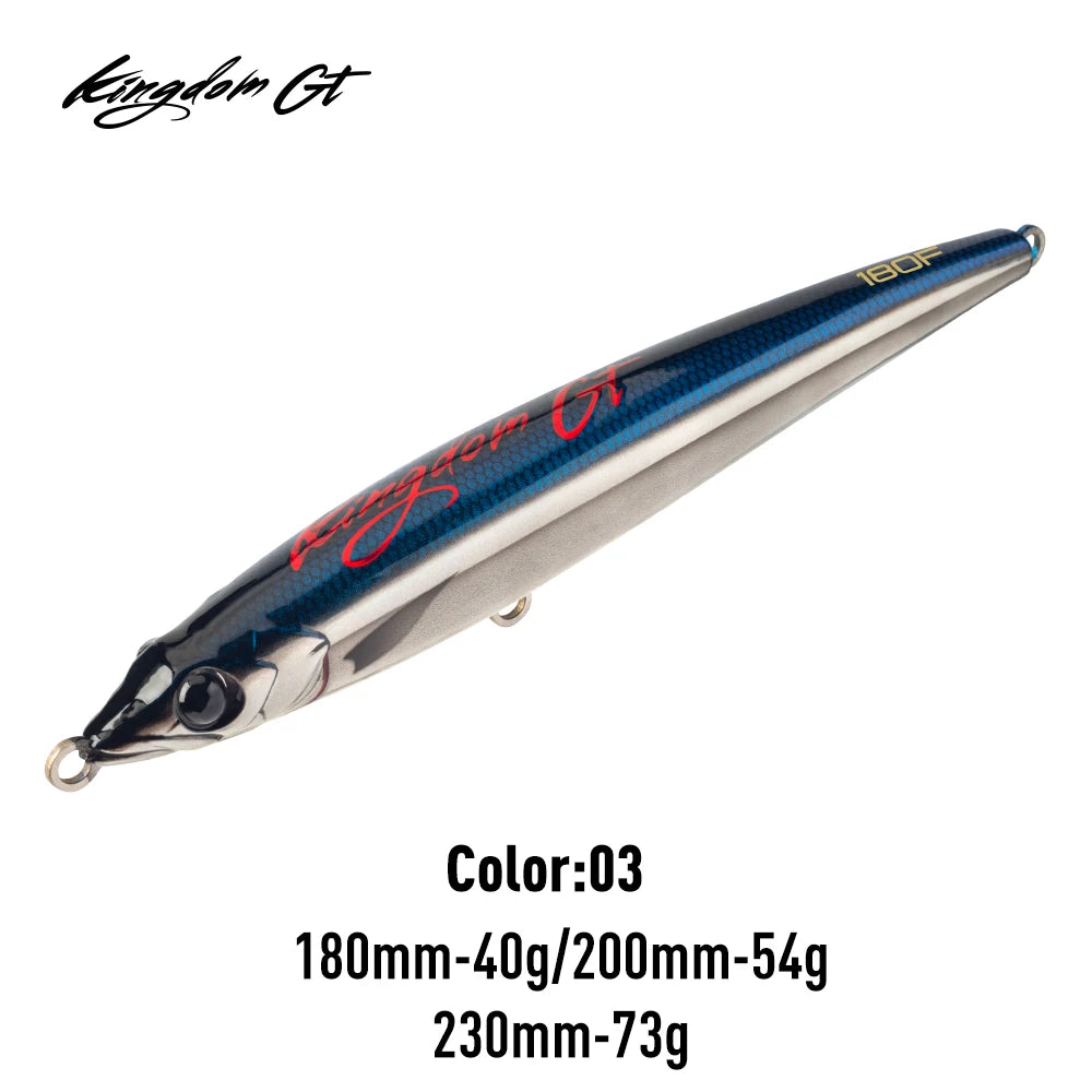 YOOFISH GT Sea Fishing Lure - Topwater Floating Artificial Bait for Tuna &amp; GT 4564-03 / 180mm 40g