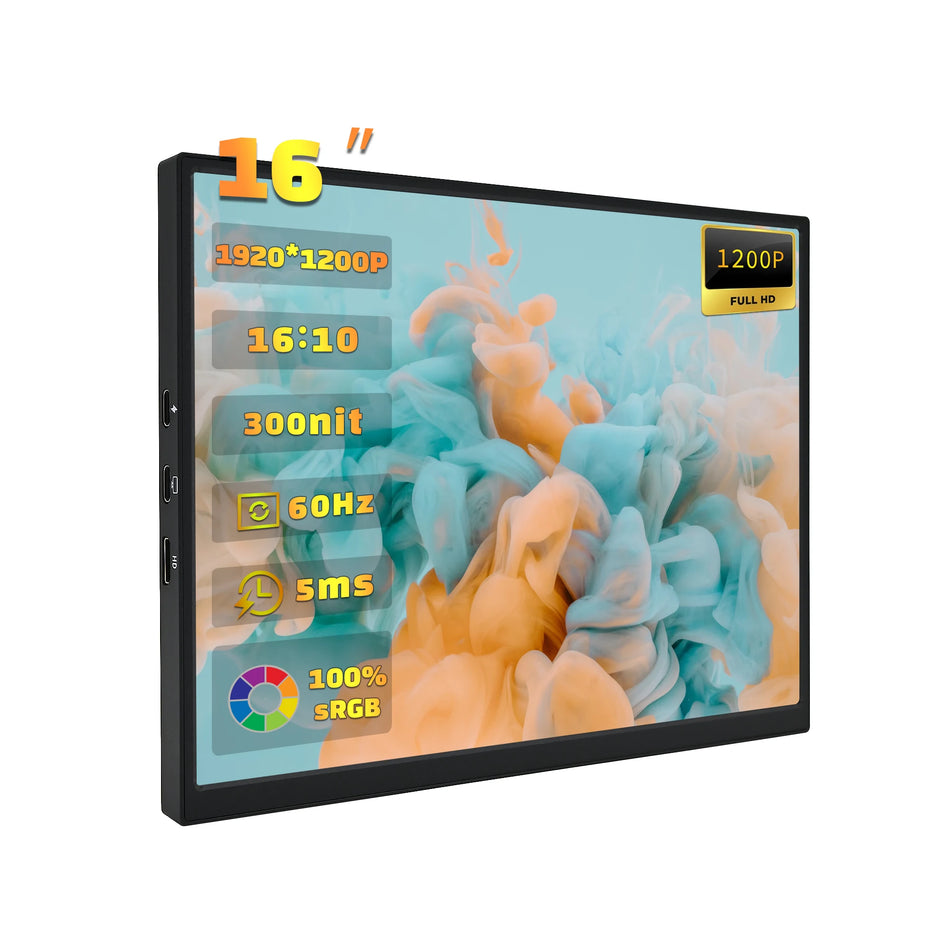 ZSUS 16" Portable Monitor - 1200P IPS Screen for Gaming &amp; Travel PM16AEU