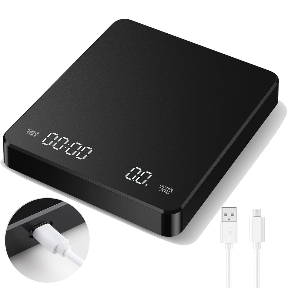 Digital Coffee Scale With Timer &ndash; Rechargeable 3kg 0.1g