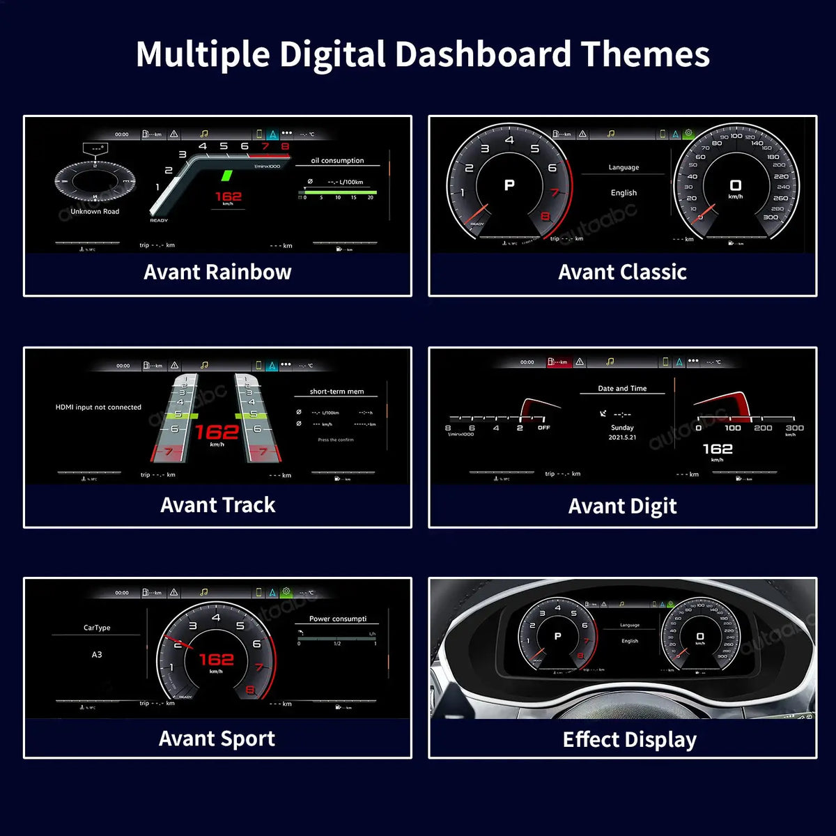 AUTOABC 12.3"LCD Digital Dashboard Cluster Wireless CarPlay Android Auto FOR Audi A6/A7 2012-2018year Support Steering wheel UI by InterCyprus Trading Ltd