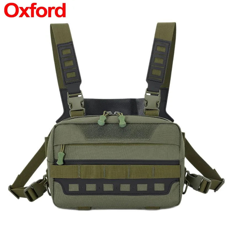 Fishing Tactical Chest Rig Bag - Durable MOLLE Front Vest Oxford Green
