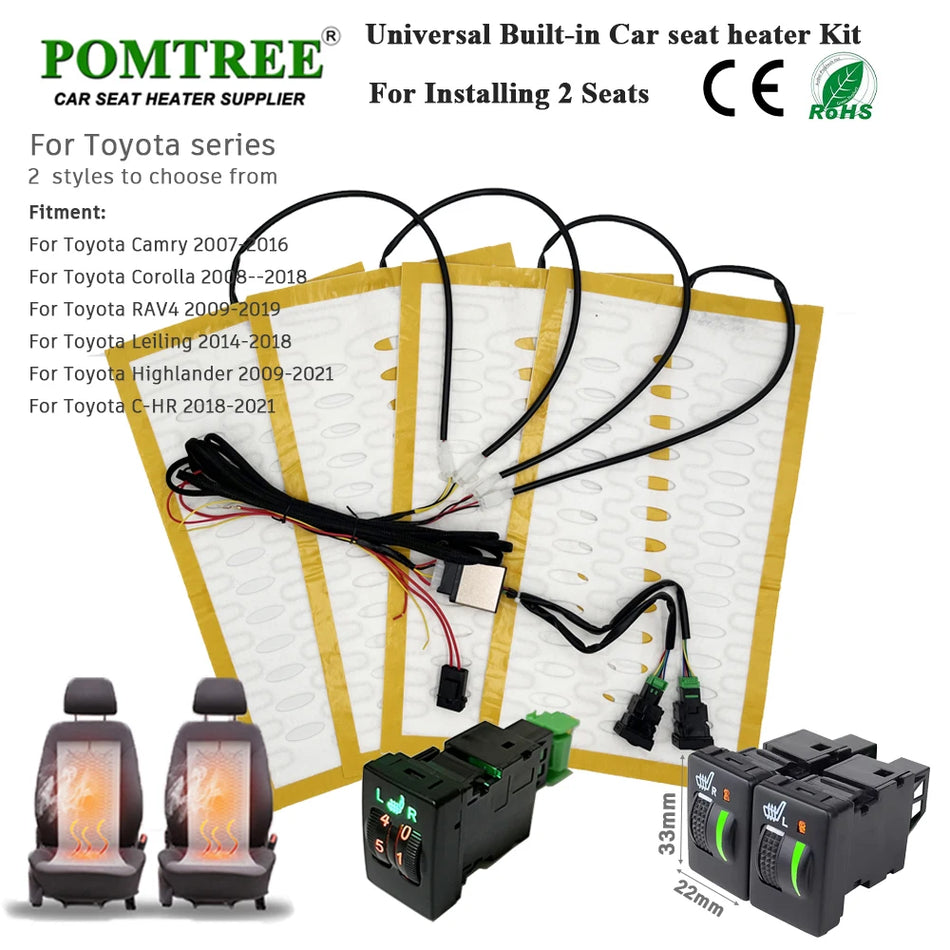 Σετ Θέρμανσης Καθισμάτων Toyota Camry Carola για 2 Καθίσματα, 25W Αλουμινένιες Πλάκες