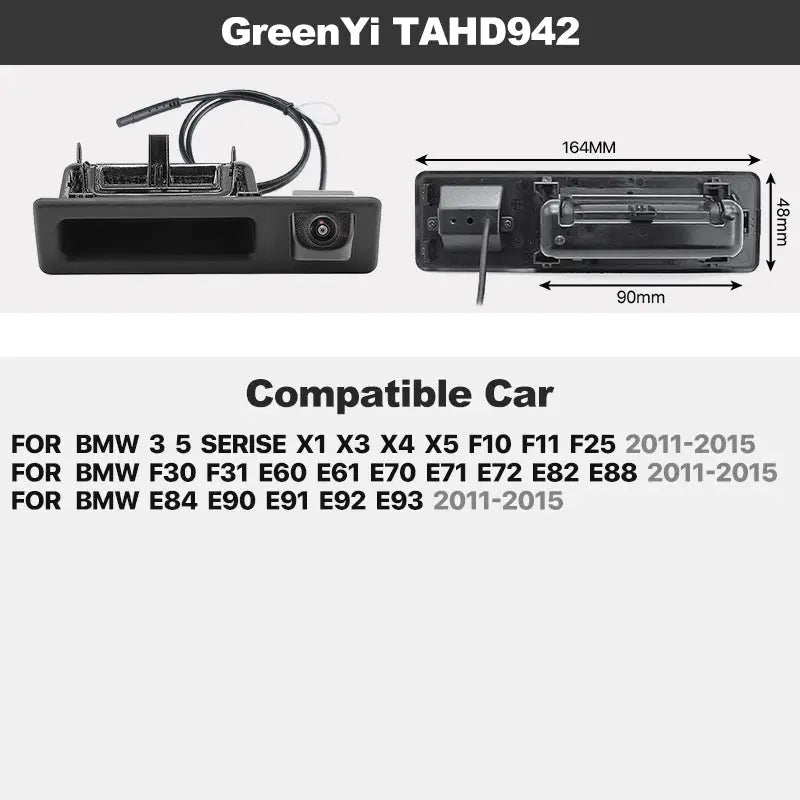 Dynamic Trajectory Trunk Handle Rear View Camera For BMW X1/3/5 E39 E53 E82 E88 E84 E90 E91 E92 E93 E60 E61 E70 F10 F30 F11 F25 by InterCyprus Trading Ltd