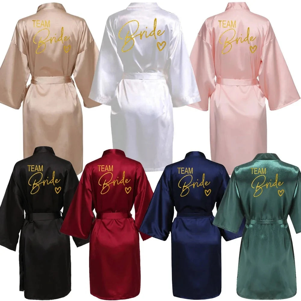 Team Bride Satin Robe - Elegant Silk &amp; Polyester Robe for Women