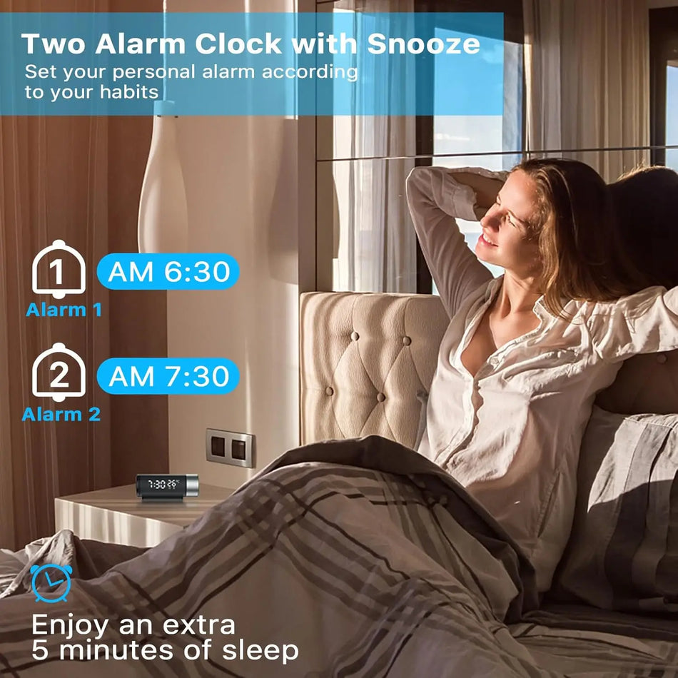 Smart LED Projection Alarm Clock &ndash; 180&deg; Ceiling Display