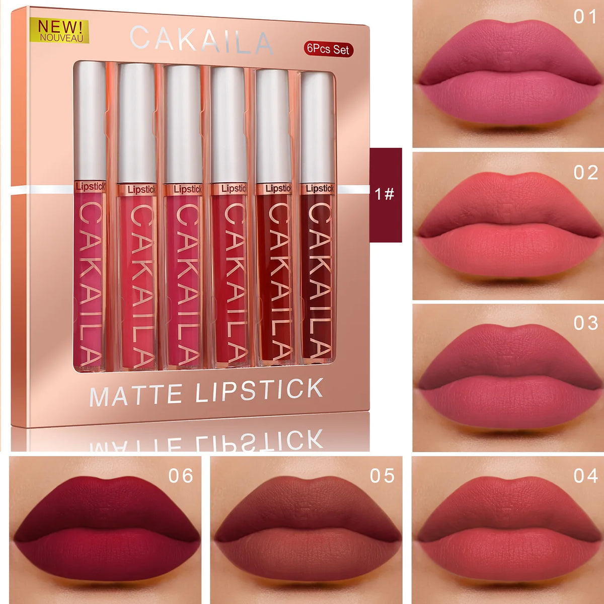 NoEnName_Null Matte Lipstick Set &ndash; Waterproof Long-Lasting Beauty for All Skin Types 6 Colors 01
