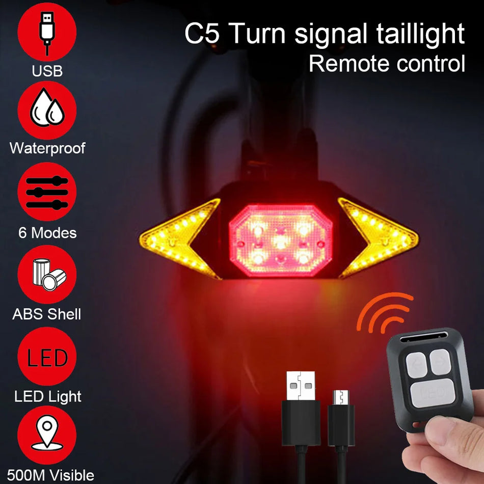 USB Πίσω Φως Ποδηλάτου με Ασύρματο Τηλεχειριστήριο και Κόρνα για MTB και Δρόμο