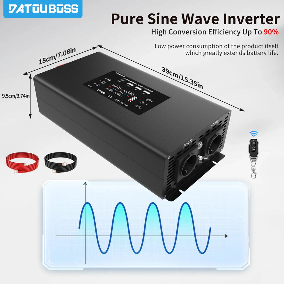 DATOUBOSS DN-03 Car Inverter, 2000W Rated Power, 4000W Peak, Pure Sine Wave