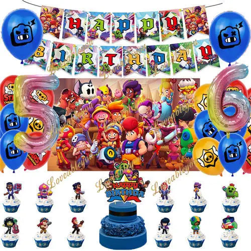 Game Mascot Birthday Party Decorations with Disposable Plates and Cups