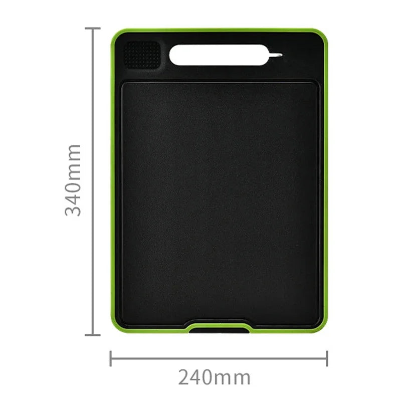 Foldable Double-Sided Thawing Cutting Board &ndash; Versatile 4-in-1 Design with Knife Sharpener and Garlic Grinder Black Green