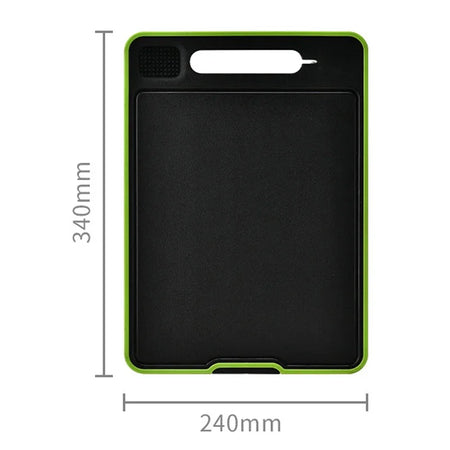 Foldable Double-Sided Thawing Cutting Board &ndash; Versatile 4-in-1 Design with Knife Sharpener and Garlic Grinder Black Green