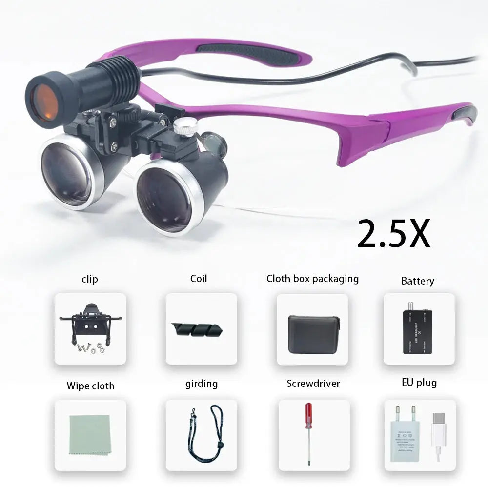 Dental Loupes 2.5/3.5X Magnifier Lab Medical Magnification Binocular Magnifier Headlight Headlamp 5W Seperately Cloth Packaging by InterCyprus Trading Ltd