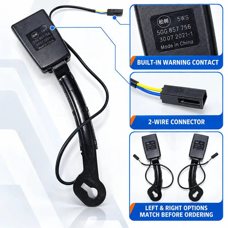 Front Seat Belt Buckle Receiver With Warning Contact For VW Golf MK7 by InterCyprus Trading Ltd