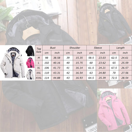 Women's Solid Colour Waterproof Windbreaker Jacket with Fleece Lining