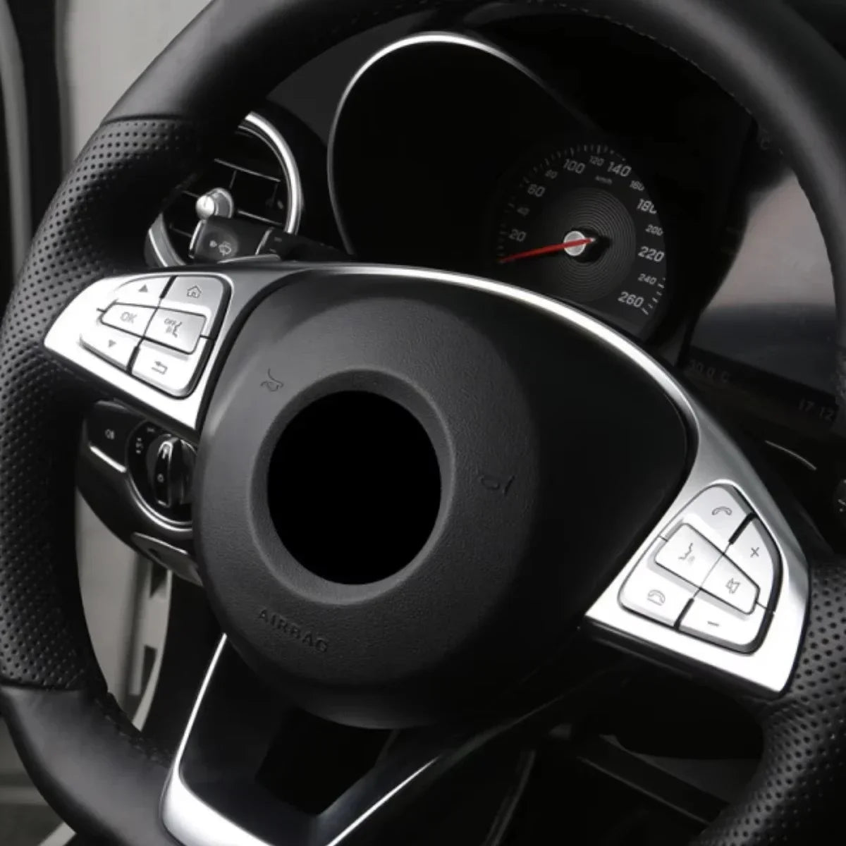 Premium Steering Wheel Button Cover Stickers for Mercedes Benz C-Class W205, GLC X253, V-Class Vito W447 - Stylish Auto Accessories