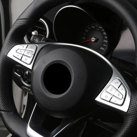 Premium Steering Wheel Button Cover Stickers for Mercedes Benz C-Class W205, GLC X253, V-Class Vito W447 - Stylish Auto Accessories