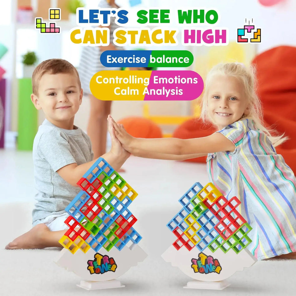 64PCS Tetra Tower Balance Blocks &ndash; Family Game Night
