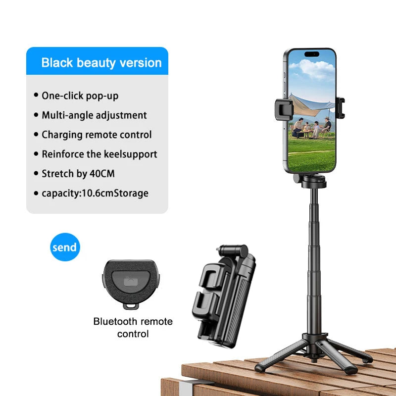 Mini Pocket Selfie Stick &ndash; 360 Degree Rotation With Detachable Bluetooth Black