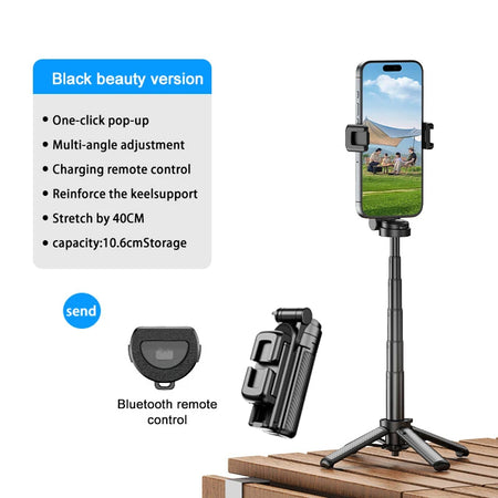 Mini Pocket Selfie Stick &ndash; 360 Degree Rotation With Detachable Bluetooth Black