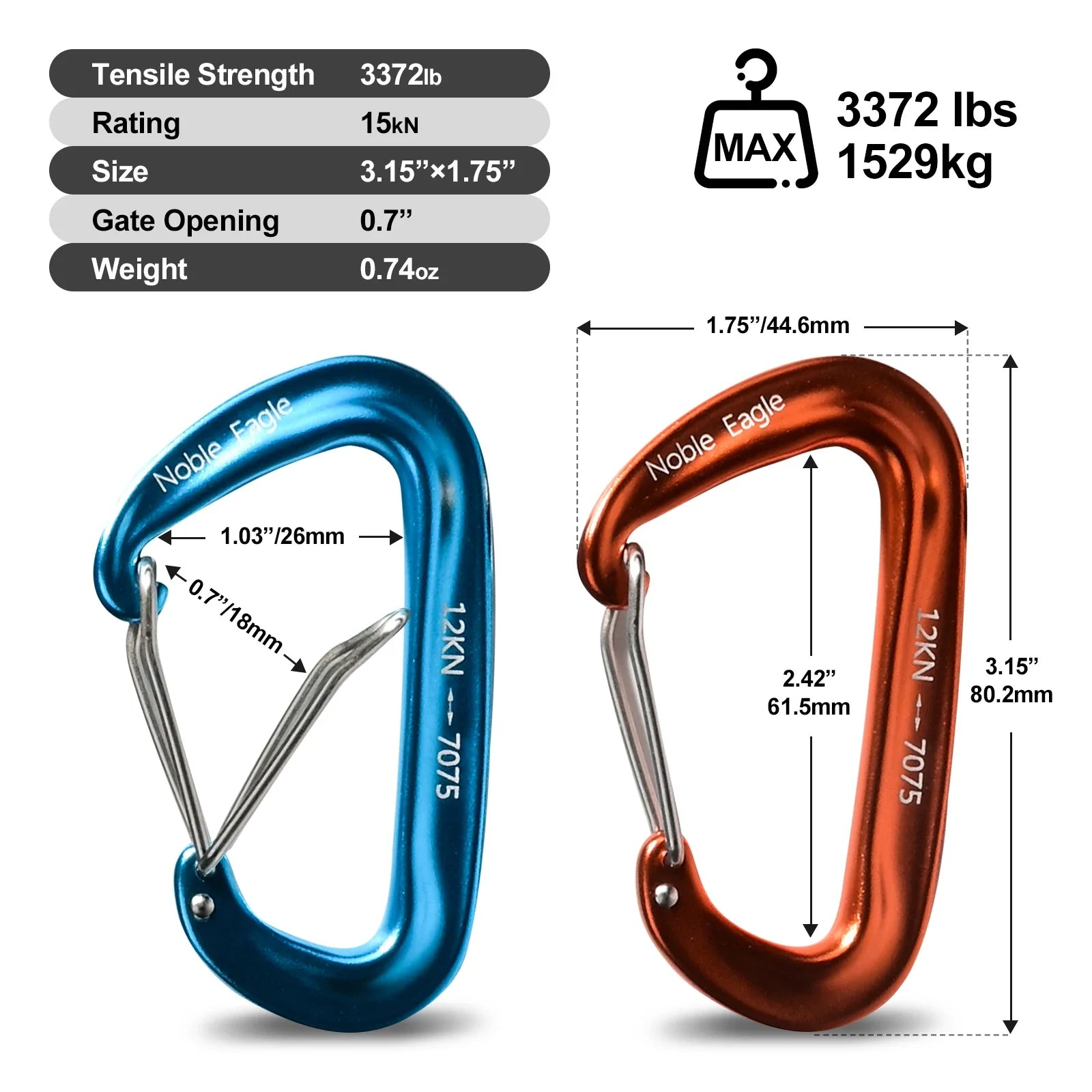 6Pcs 12kN Carabiners Set &ndash; Ultra Lightweight Outdoor Use