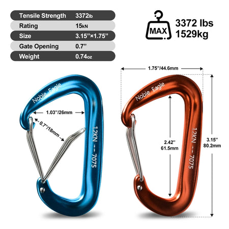 6Pcs 12kN Carabiners Set &ndash; Ultra Lightweight Outdoor Use