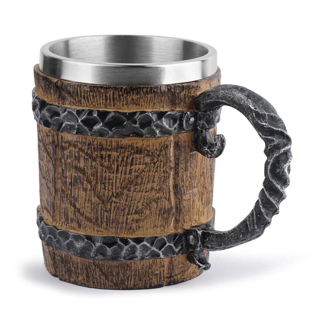 Wooden Barrel Beer Cup Stainless Steel &ndash; Double Wall D / 500ml