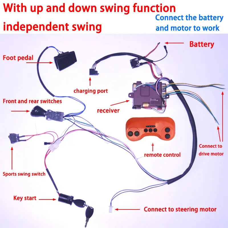 DIY 24V 200W wire harness for children's electric car with switch and remote control receiver Ride On Toys Accessories set by InterCyprus Trading Ltd