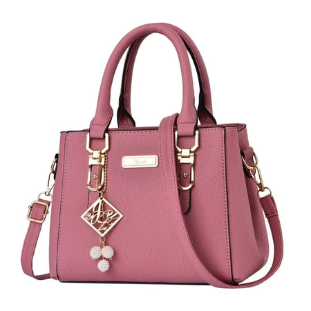 Large Capacity Casual Leather Shoulder Bag for Women pink