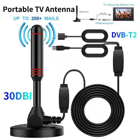 30DBI Portable HD TV Antenna with Amplifier for Indoor and Outdoor Use