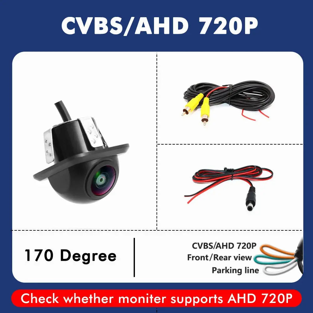 AHD 1080P CVBS Switchable Car Rear View Camera 180 Degree Fisheye Golden Lens Starlight Night Vision Waterproof Front Rear by InterCyprus Trading Ltd