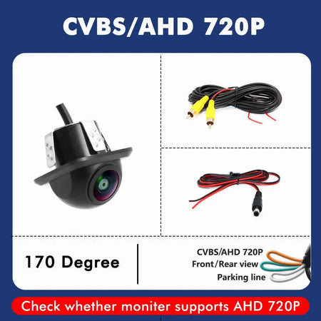AHD 1080P CVBS Switchable Car Rear View Camera 180 Degree Fisheye Golden Lens Starlight Night Vision Waterproof Front Rear by InterCyprus Trading Ltd