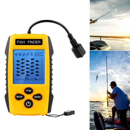 Handheld Fish Finder with LCD Display &amp; Sonar Transducer - 328ft Depth