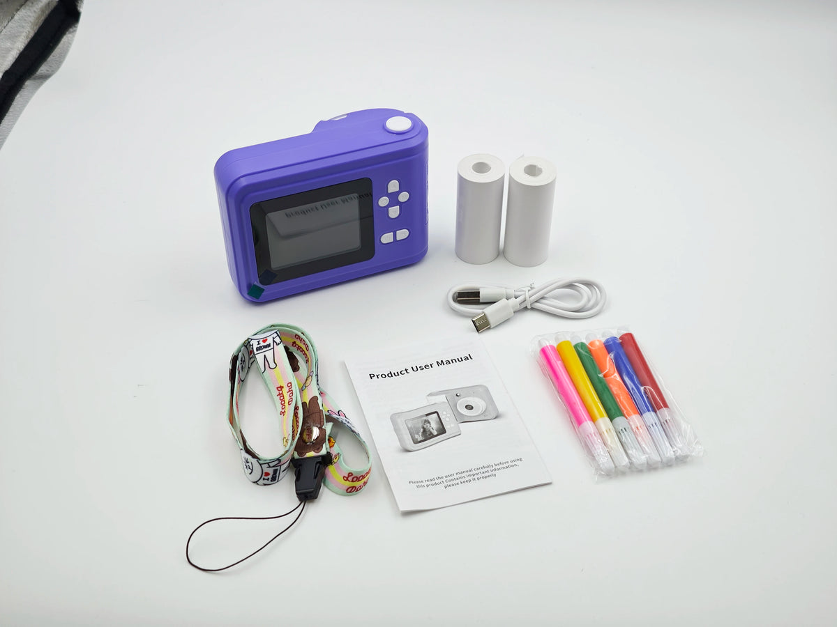 Children's Thermal Instant Print Camera Mini &ndash; HD Lens 2 roll paper set