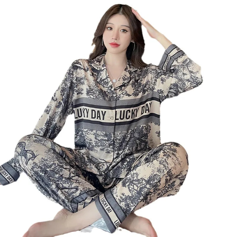 Ice Silk Pajamas Set for Women - Luxury Homewear | Spring Collection
