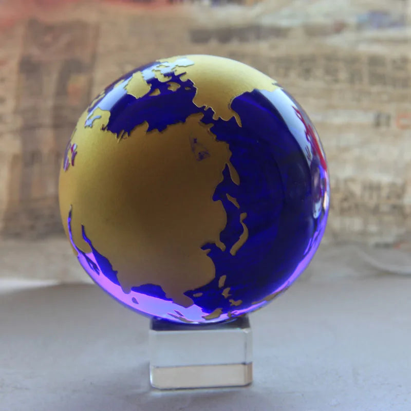 60mm Crystal Ball Blue World Globe Stand &ndash; Crystal Clarity