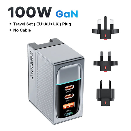 GaN USB Charger 100W &ndash; Ultra-Fast Charging for Multiple Devices EU UK AU Set